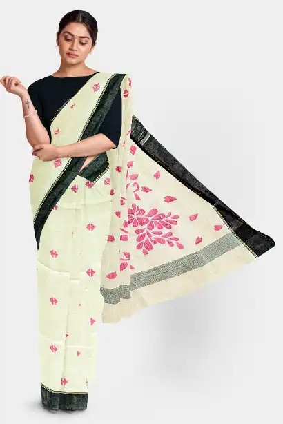khadi pink pitch sari